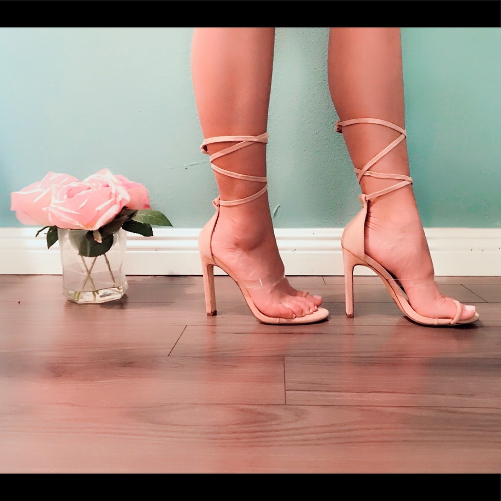 Sexy Nude Tie Up Heels